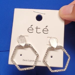 UHAVIT Hexagon Shaped Rhinestone Stud Earrings